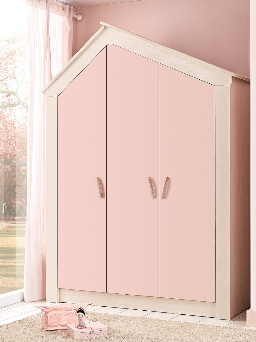 Kleiderschrank Amilando-Möbel HOUSE, PINK 3-türig |