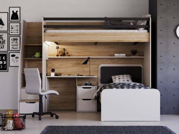 Almila OPTIONS Etagenbett mit Schreibtisch