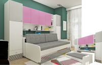 Multimo TWIN SET, 2 Betten mit Schreibtisch und Schränke