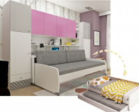 Multimo TWIN SET, 2 Betten mit Schreibtisch und Schränke
