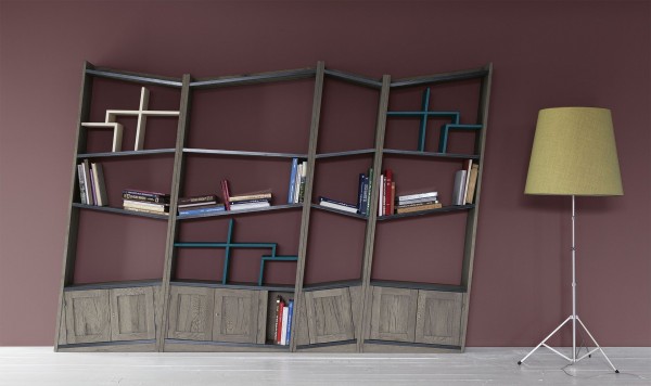 Bücherregal aus Eiche UNIKA, Handarbeit, italienisches Design