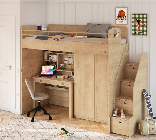 Cilek STUDIO Hochbett mit Tisch und Schrank