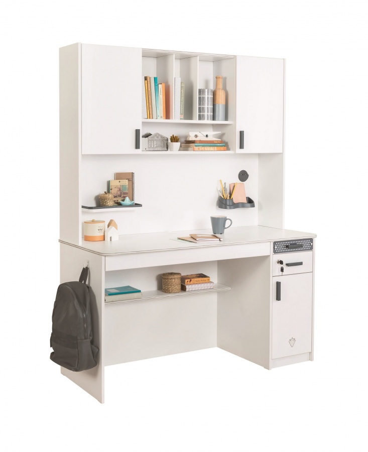 Schreibtisch Ll White Mit Grossem Schubkasten Und Aufsatz Ebay